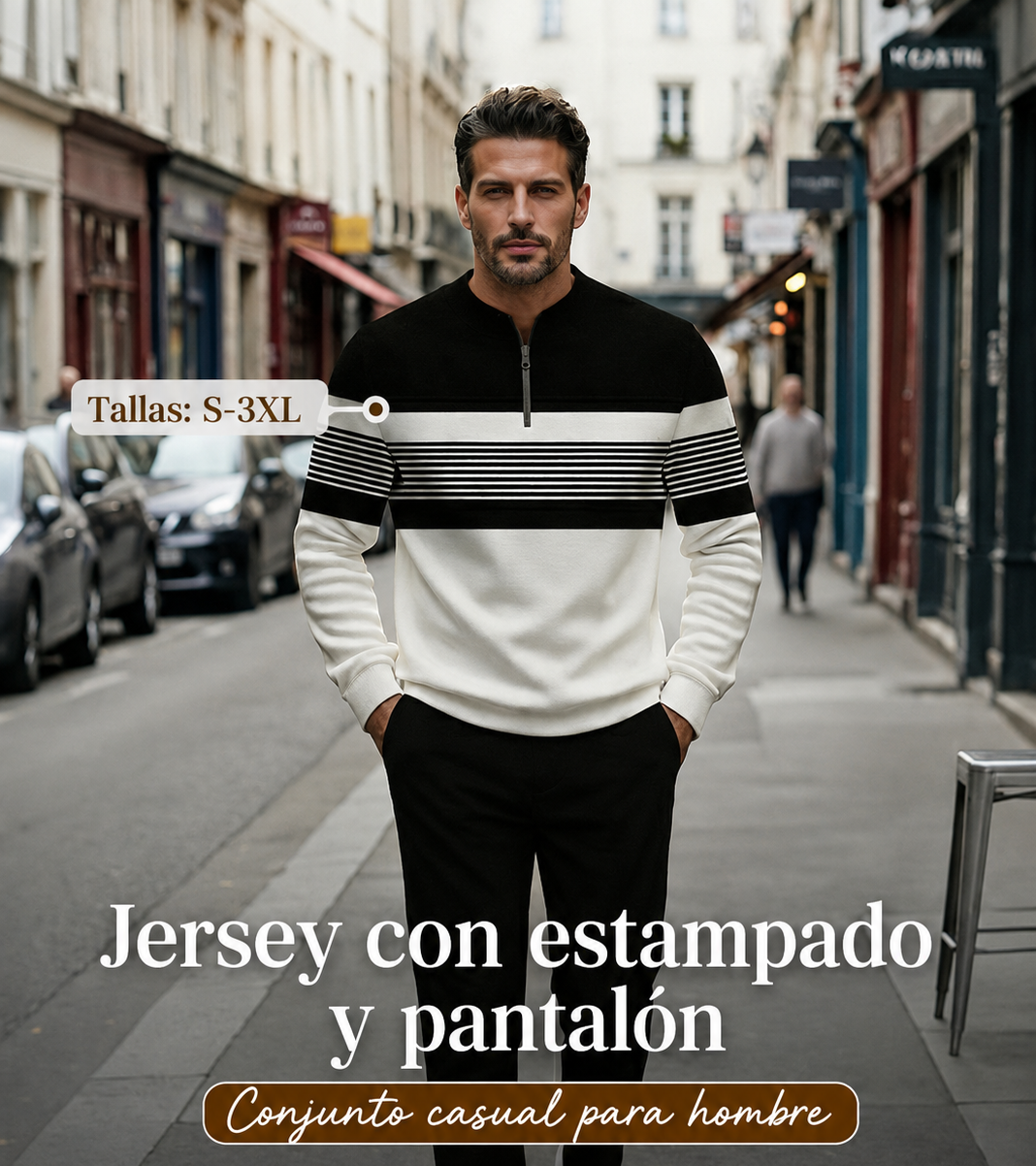 ⌛ Solo quedan 3 días: ¡50 % de descuento en todo! ⏰ Conjunto de hombre: jersey con estampado gráfico y pantalones