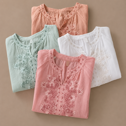 Blusa Floral de Algodón y Lino Alessa