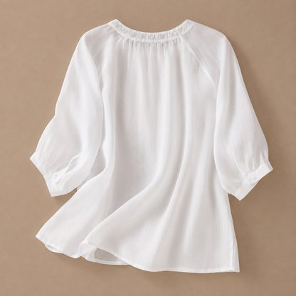 Blusa Floral de Algodón y Lino Alessa