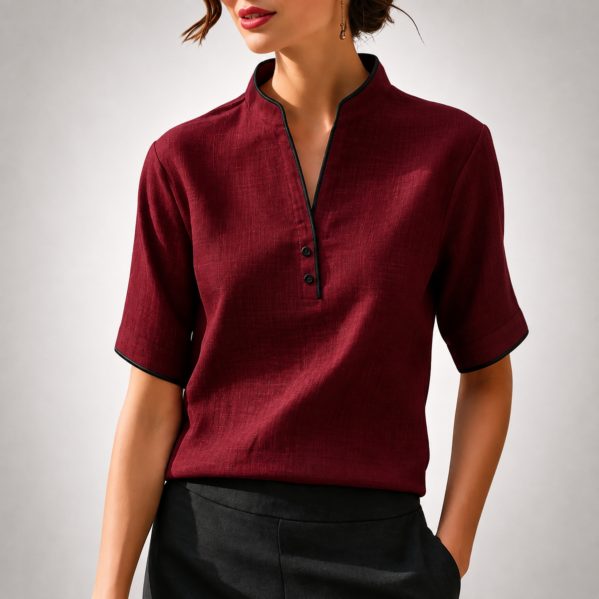 Blusa Aurelia con Ribete en Contraste