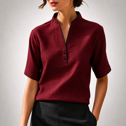Blusa Aurelia con Ribete en Contraste