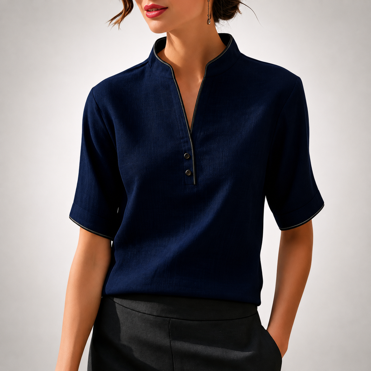 Blusa Aurelia con Ribete en Contraste