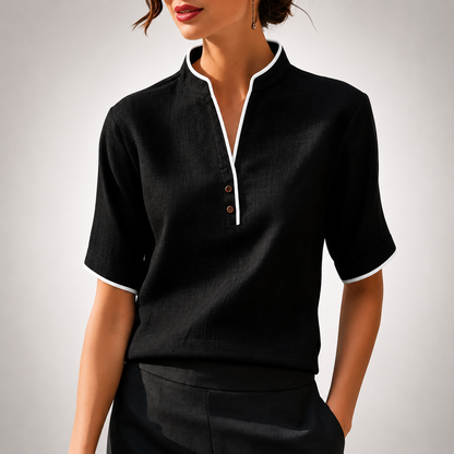 Blusa Aurelia con Ribete en Contraste