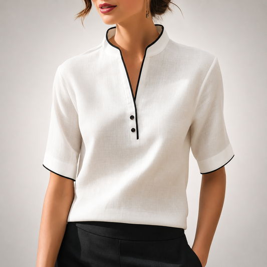 Blusa Aurelia con Ribete en Contraste