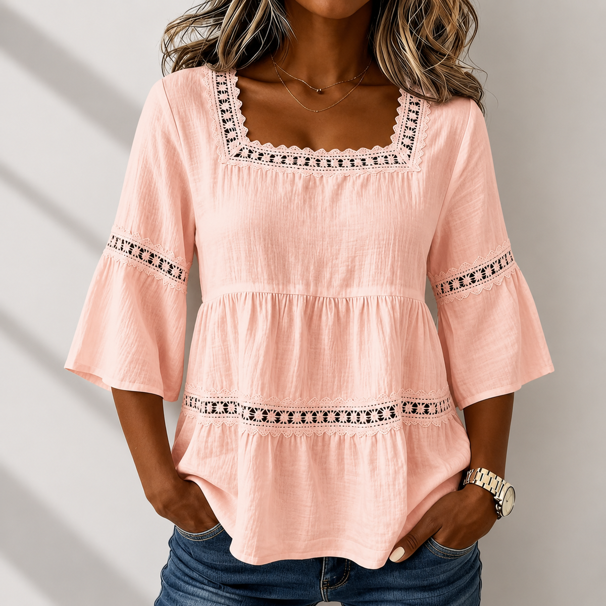 Blusa de Cuello Cuadrado Elodie