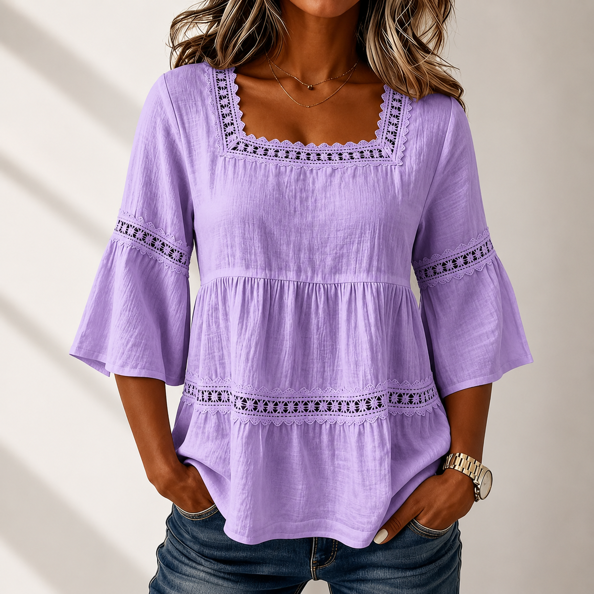 Blusa de Cuello Cuadrado Elodie