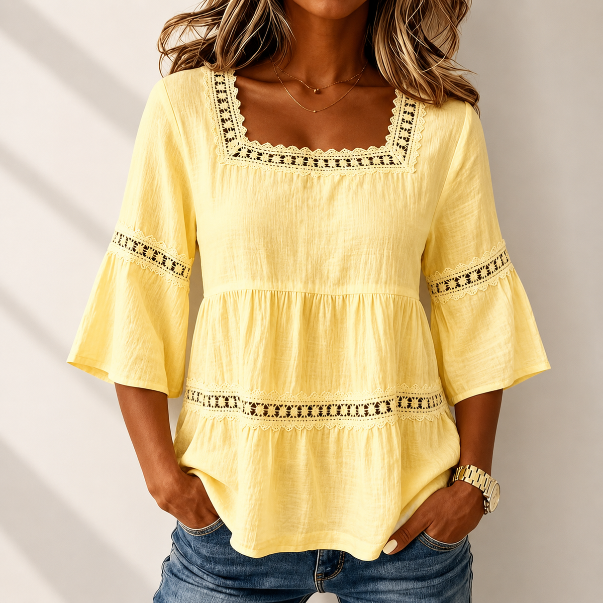 Blusa de Cuello Cuadrado Elodie