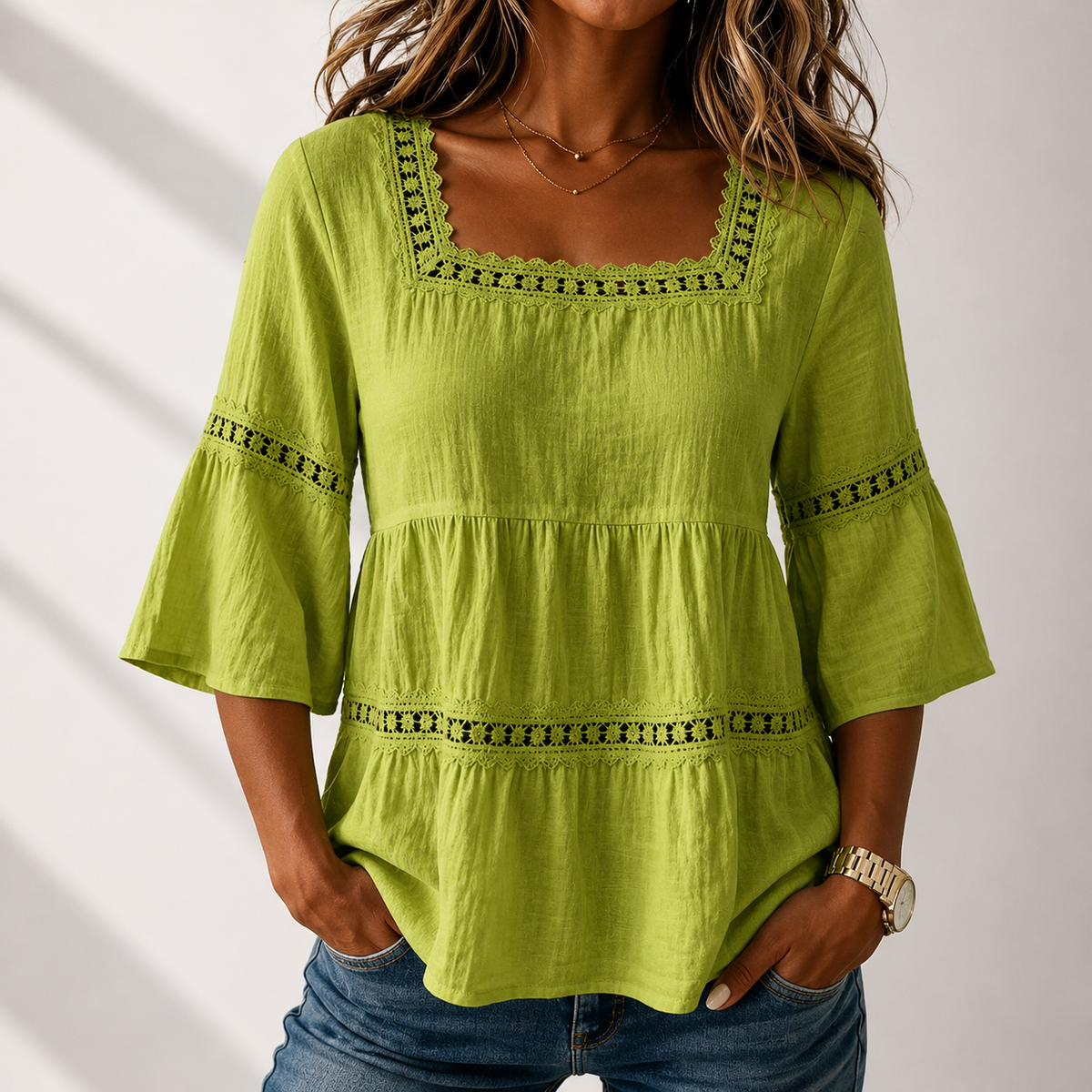 Blusa de Cuello Cuadrado Elodie