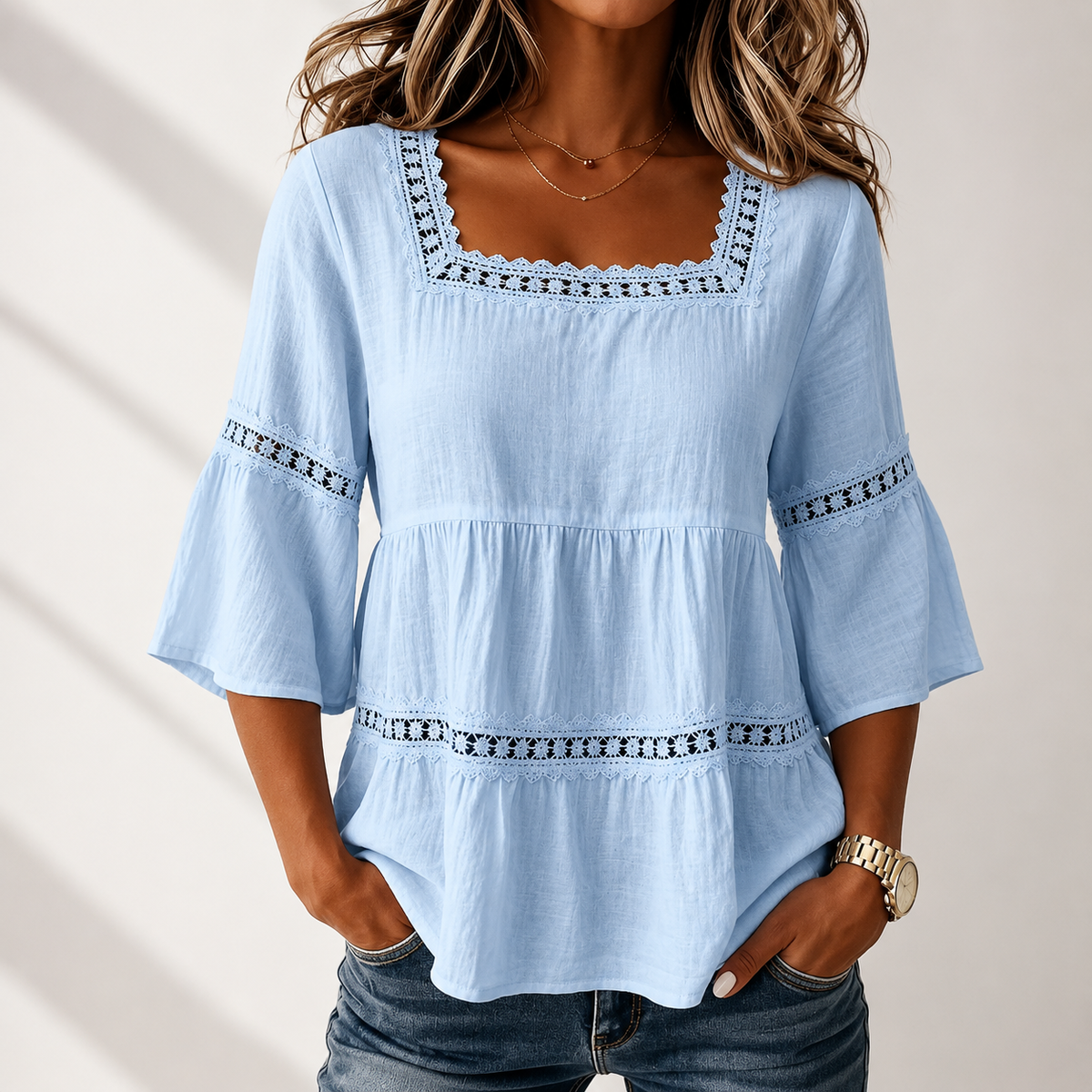 Blusa de Cuello Cuadrado Elodie