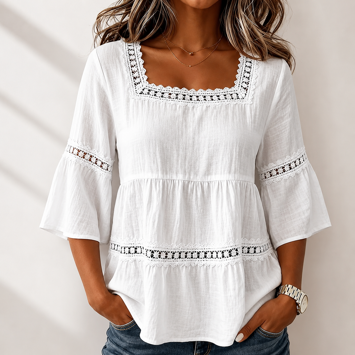 Blusa de Cuello Cuadrado Elodie