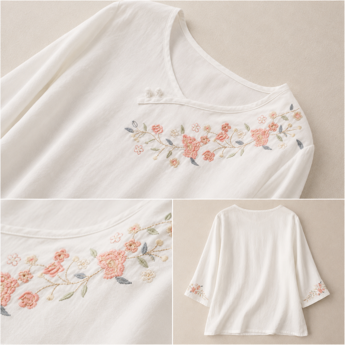 Blusa de Algodón y Lino Amoura