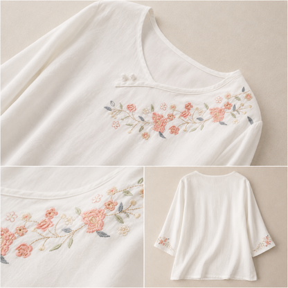 Blusa de Algodón y Lino Amoura