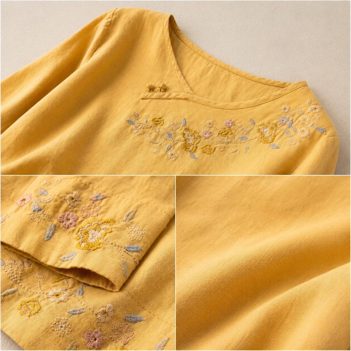 Blusa de Algodón y Lino Amoura