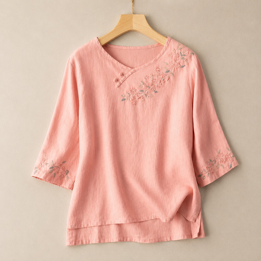 Blusa de Algodón y Lino Amoura
