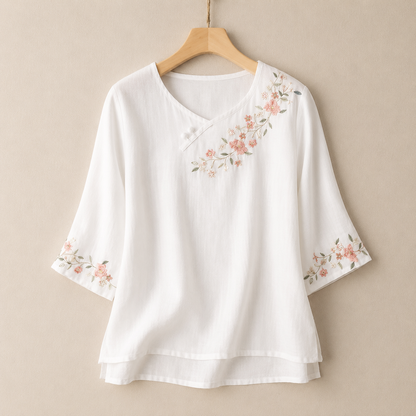 Blusa de Algodón y Lino Amoura