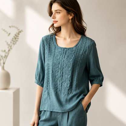 Blusa de Algodón Bordada Aveline