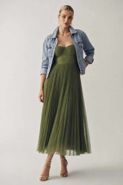 Tamara | Vestido Midi Largo con Corsé