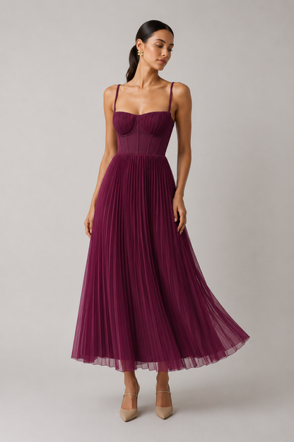 Tamara | Vestido Midi Largo con Corsé