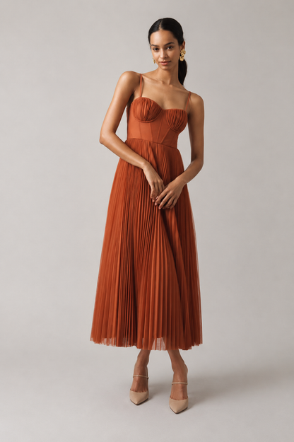 Tamara | Vestido Midi Largo con Corsé