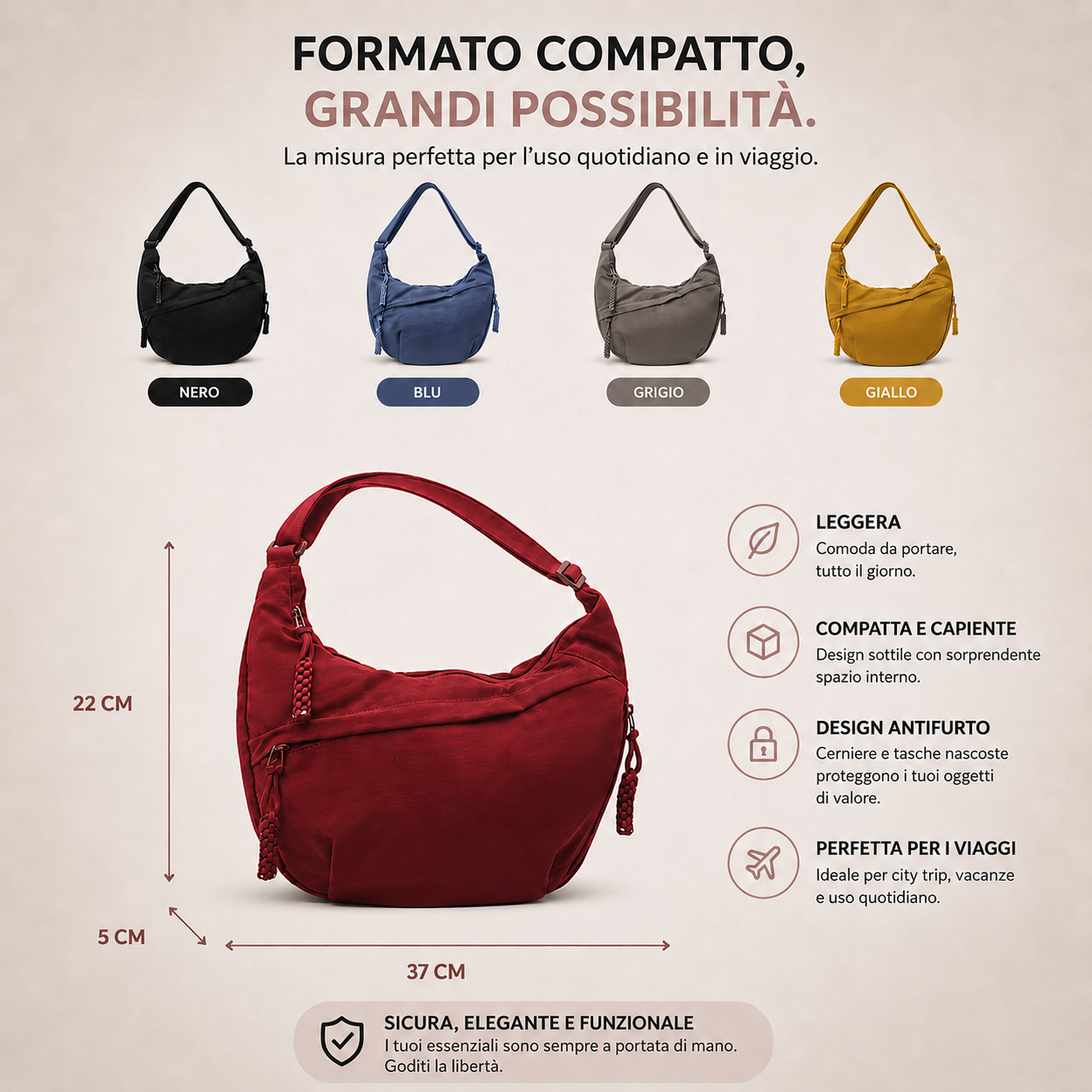Luce | Bolso de Hombro Ocre