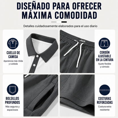 👕 Conjunto de 2 piezas (camiseta y pantalones cortos) para hombre: cómodo, transpirable y versátil para el verano, tiempo libre y viajes ☀️🩳