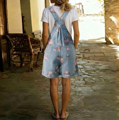 Judy | Peto Floral Denim Lavado Vintage Sensación Algodón Suave