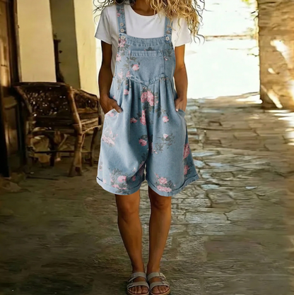 Judy | Peto Floral Denim Lavado Vintage Sensación Algodón Suave