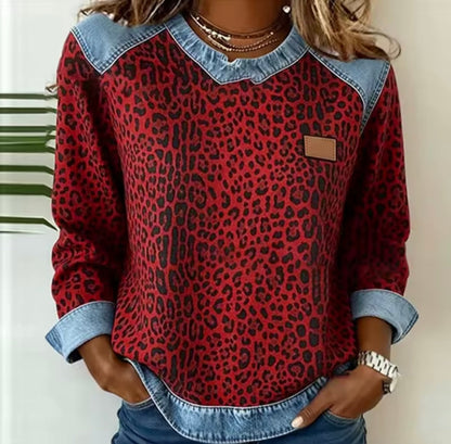 Eladia | Jersey de Estampado Animal con Ribetes en Contraste