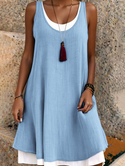 Carla | Vestido sin mangas de dos piezas, holgado y de estilo informal, para mujer
