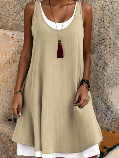 Carla | Vestido sin mangas de dos piezas, holgado y de estilo informal, para mujer