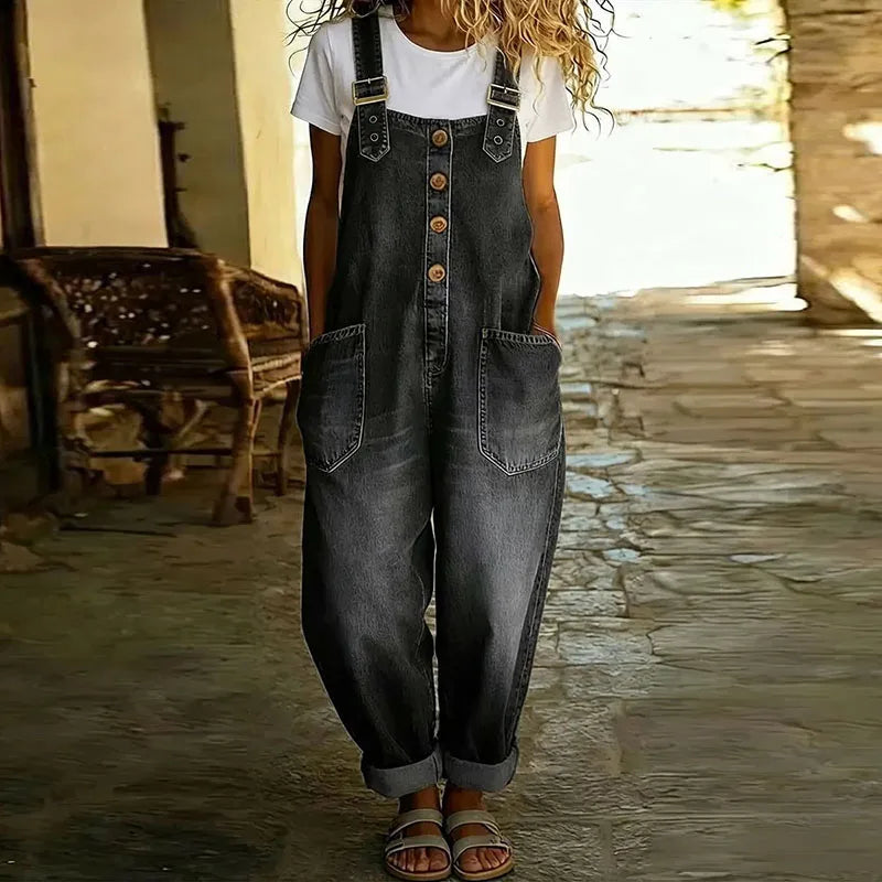 Maria | Conjunto de Algodón Denim Vintage con Tirantes Ajustables