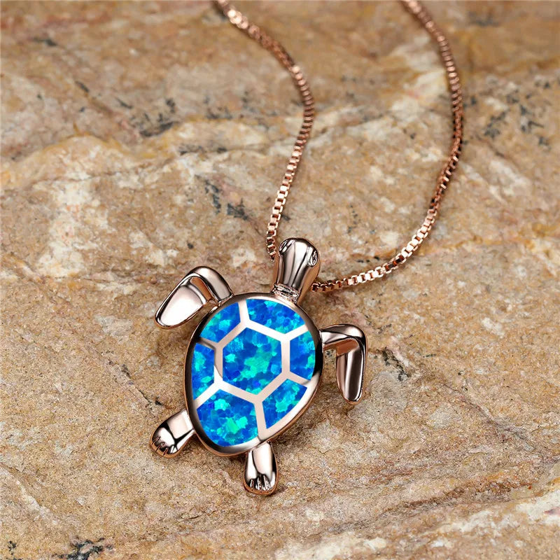 Collar con Colgante Tortuga en Ópalo Verde