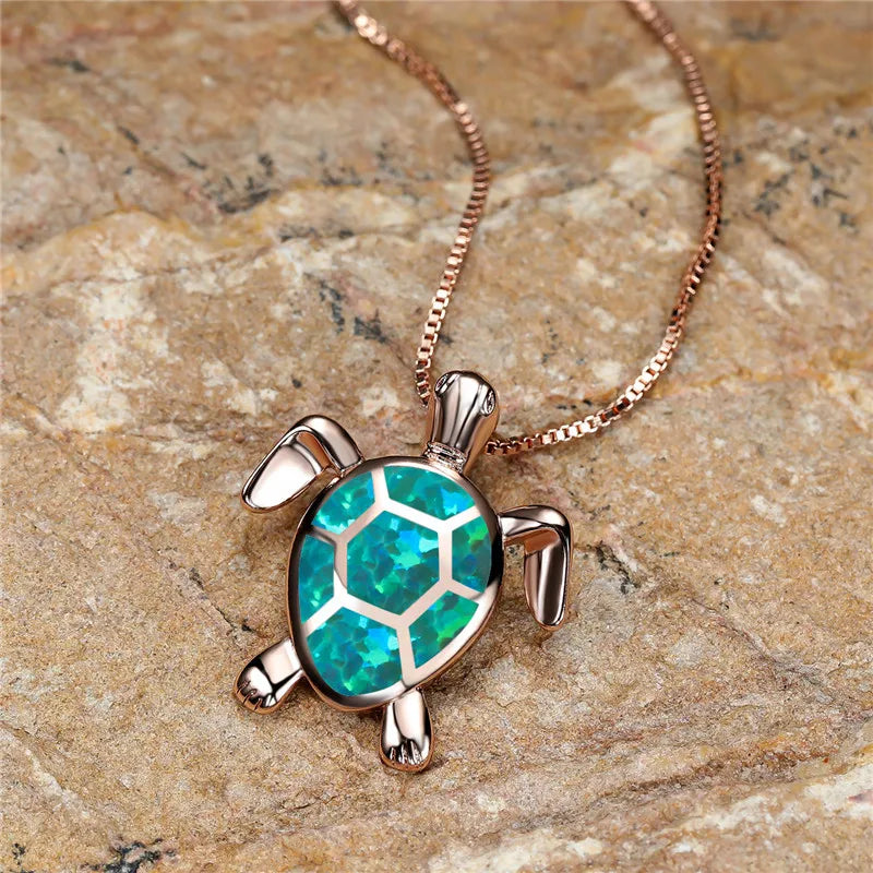 Collar con Colgante Tortuga en Ópalo Verde