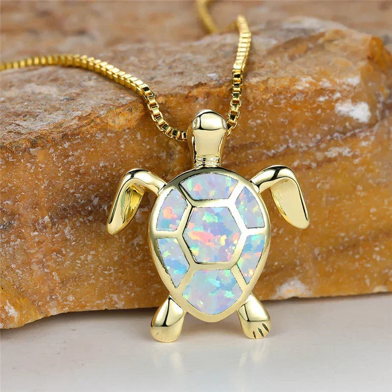 Collar con Colgante Tortuga en Ópalo Verde