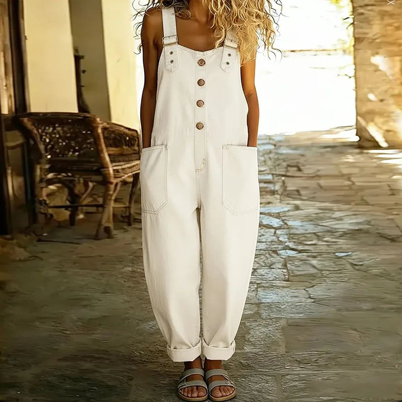 Maria | Conjunto de Algodón Denim Vintage con Tirantes Ajustables