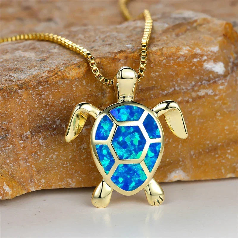 Collar con Colgante Tortuga en Ópalo Verde
