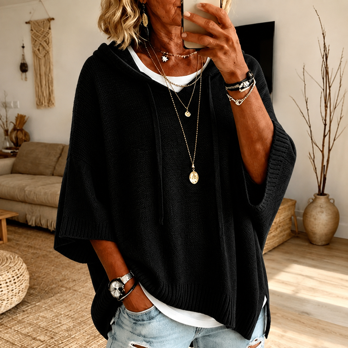 Bernarda | Jersey Poncho Negro