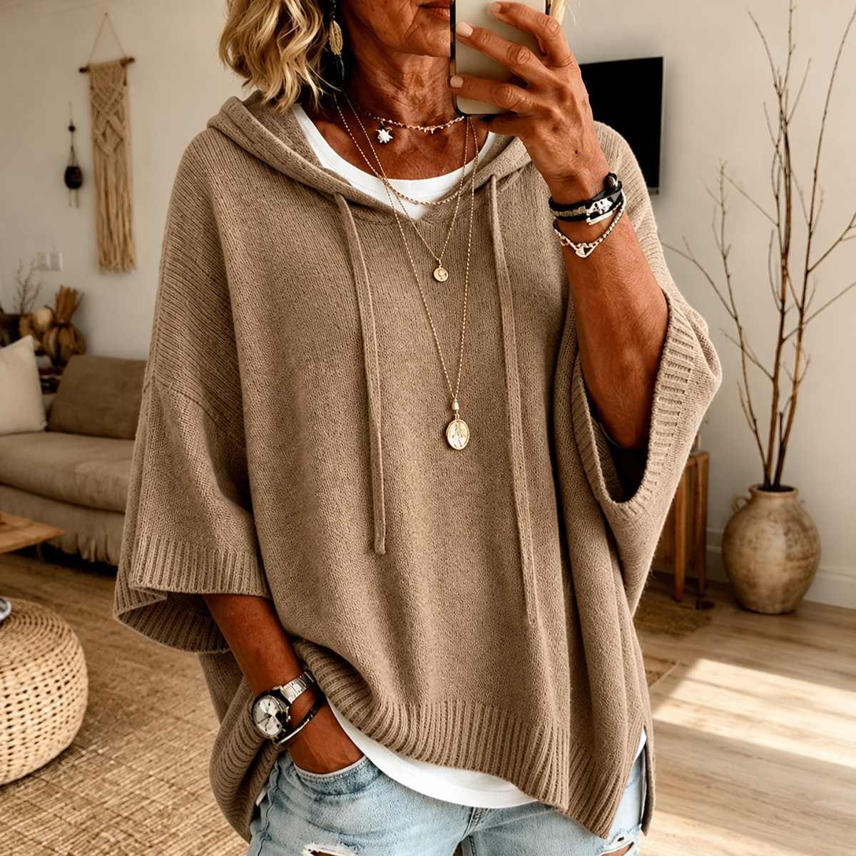 Vicenta | Jersey Poncho Topo