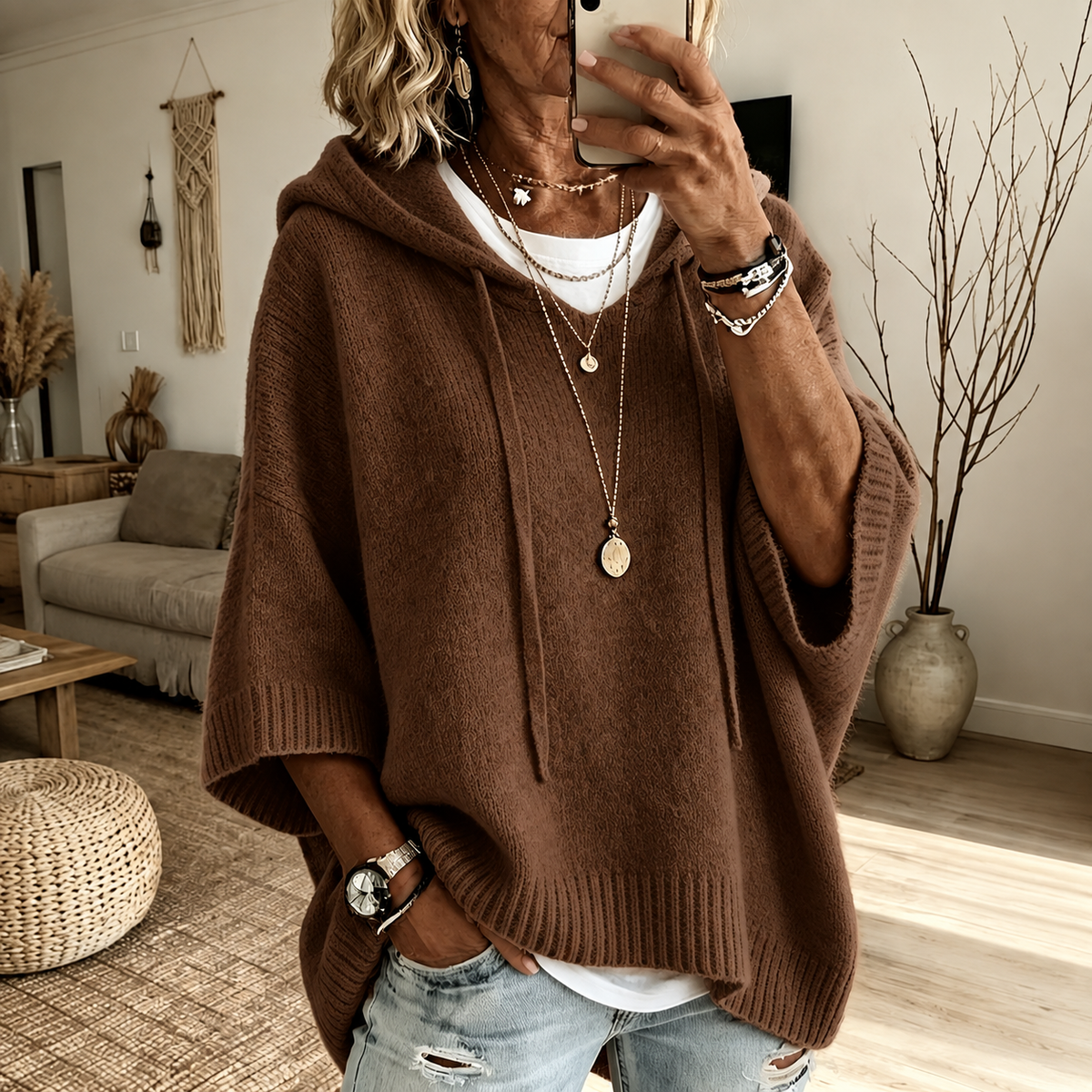 Rita | Jersey Poncho Marrón