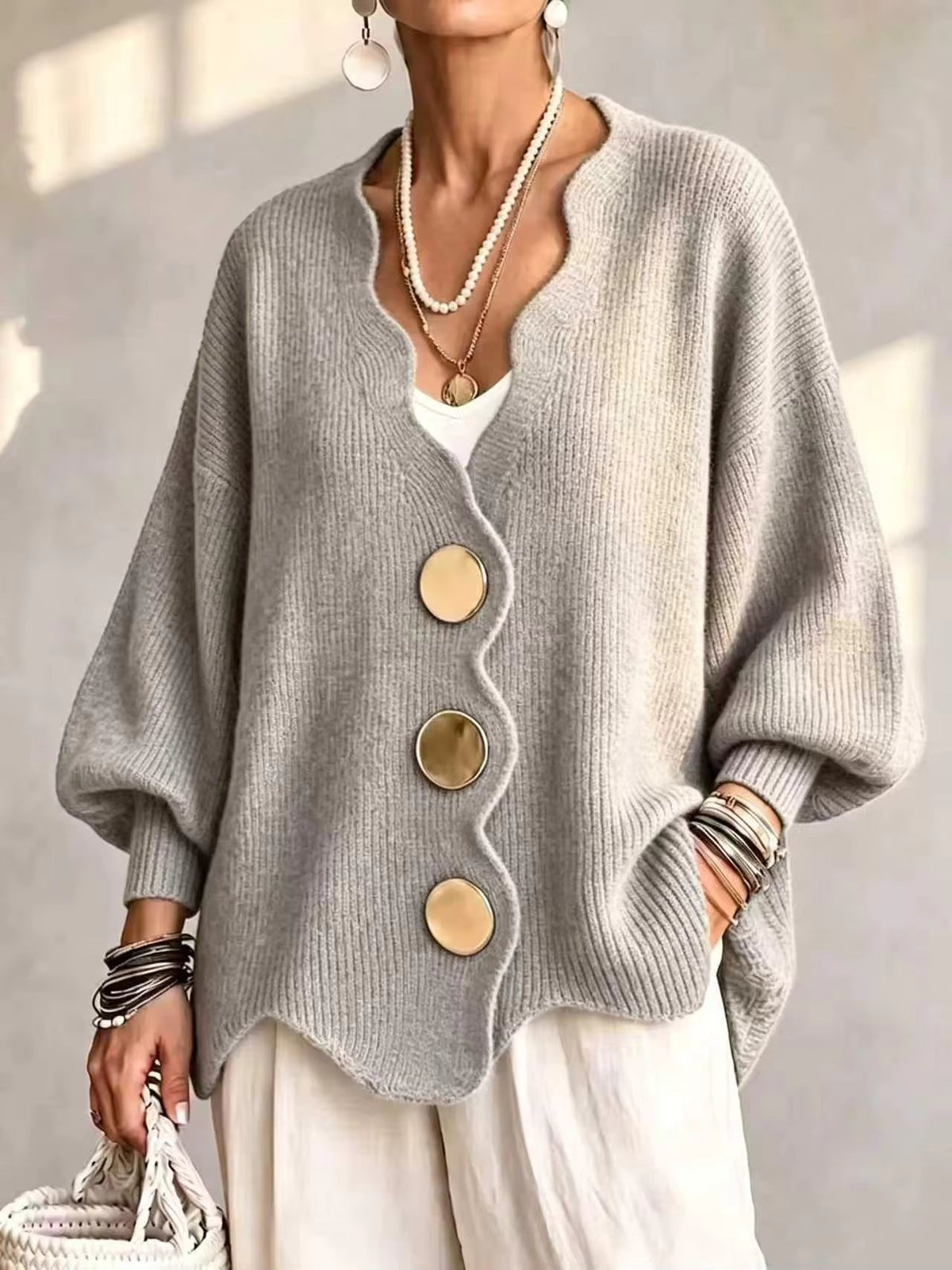 Eloísa | Cárdigan de Punto Holgado con Botones