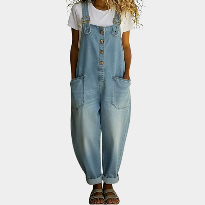 Maria | Conjunto de Algodón Denim Vintage con Tirantes Ajustables