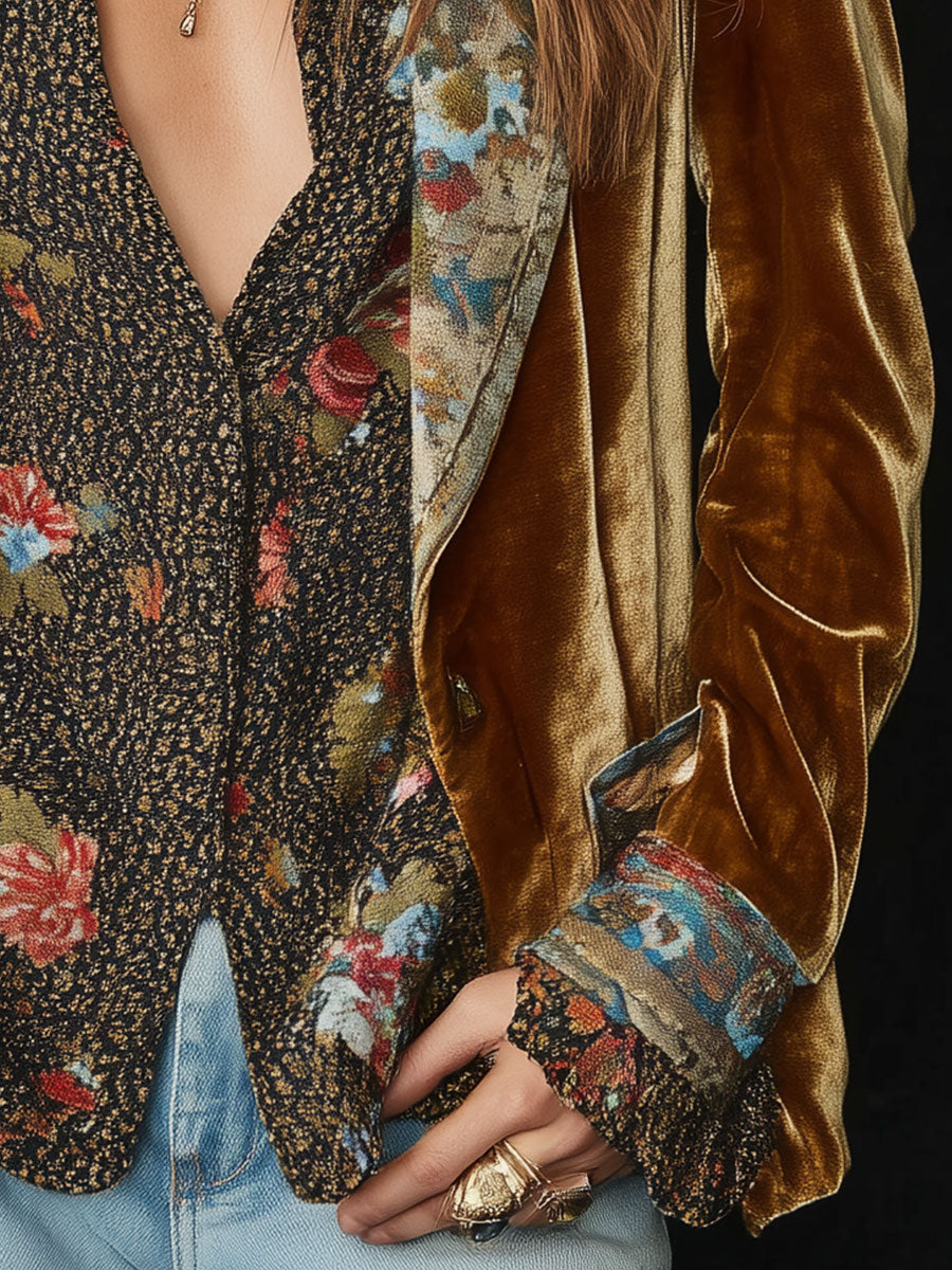 Marcela | Blazer Patchwork Estampado Floral Vintage