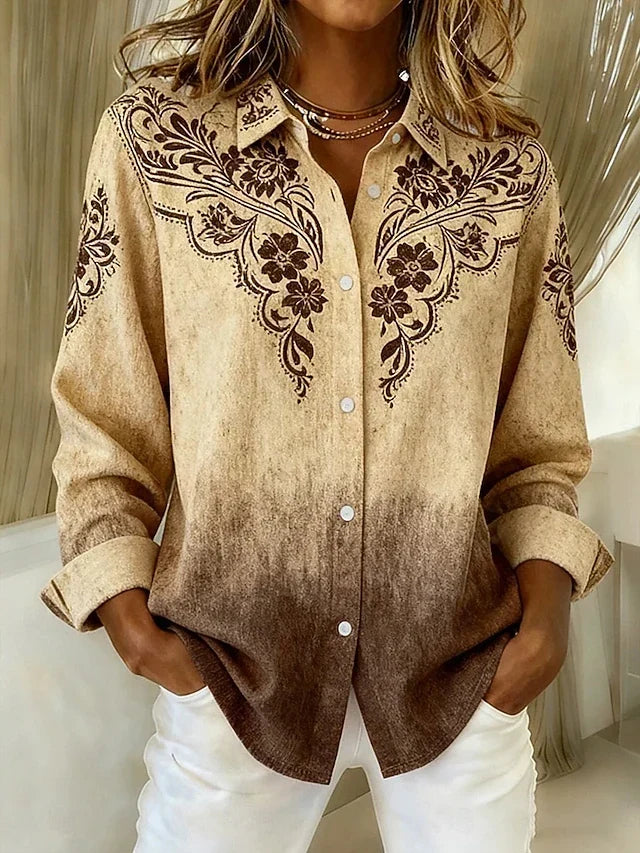 Celestina | Blusa Vintage Floral Western con Botones
