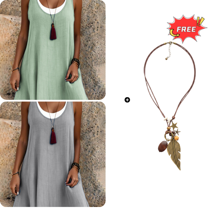 Carla | Vestido sin mangas de dos piezas, holgado y de estilo informal, para mujer