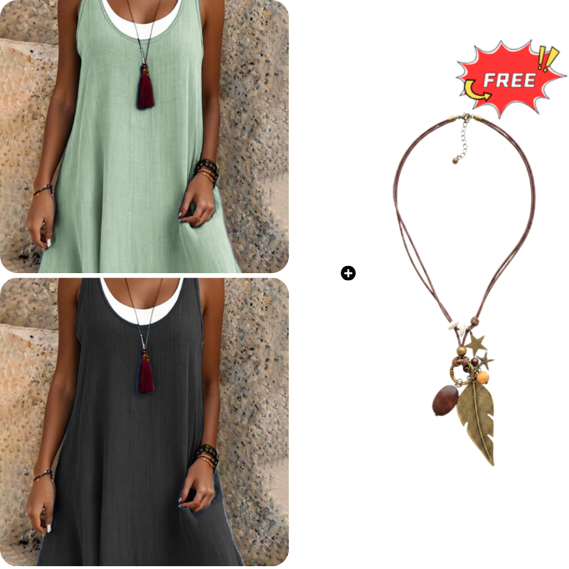 Carla | Vestido sin mangas de dos piezas, holgado y de estilo informal, para mujer