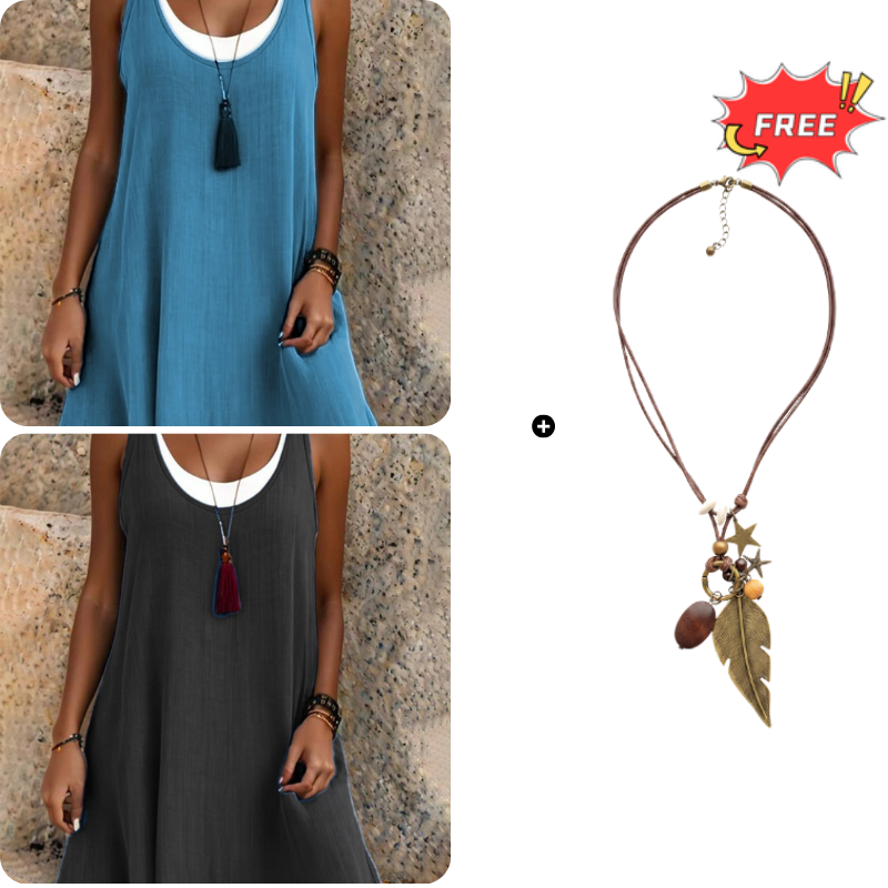 Carla | Vestido sin mangas de dos piezas, holgado y de estilo informal, para mujer