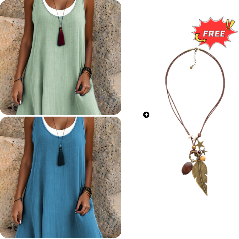 Carla | Vestido sin mangas de dos piezas, holgado y de estilo informal, para mujer