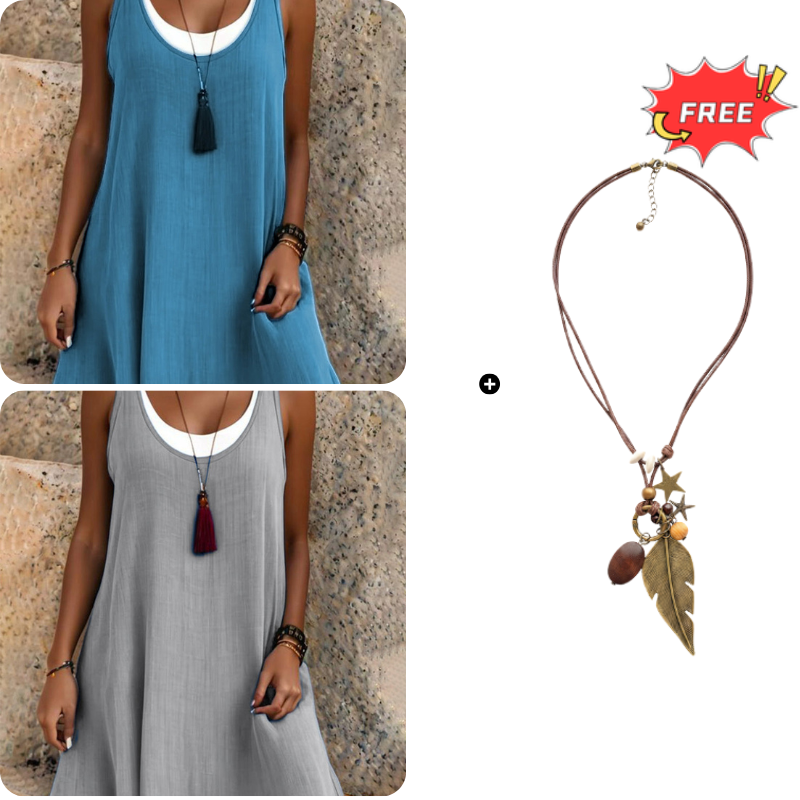Carla | Vestido sin mangas de dos piezas, holgado y de estilo informal, para mujer