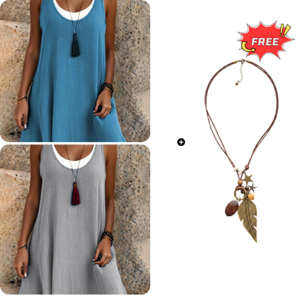 Carla | Vestido sin mangas de dos piezas, holgado y de estilo informal, para mujer