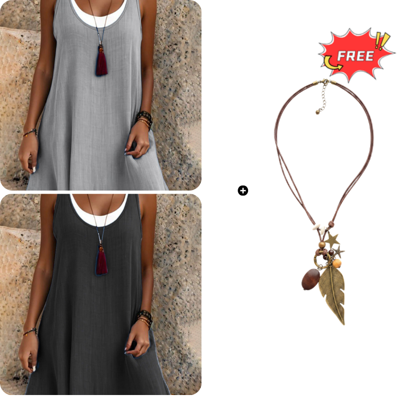 Carla | Vestido sin mangas de dos piezas, holgado y de estilo informal, para mujer